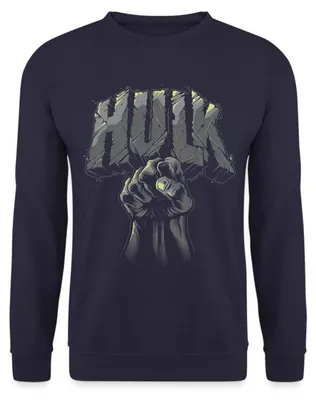 Produktbild von Spreadshirt Avengers Hulk Mit Faust Uni Pullover, XXL, Navy