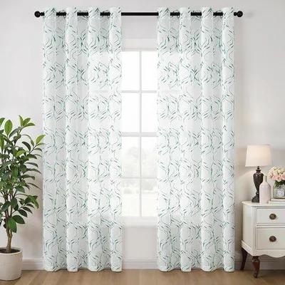 Produktbild von Geborderte Voile Gardinen grün 140x260cm