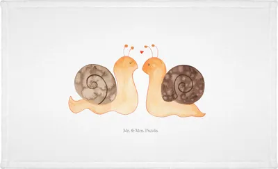 Produktbild von Mr. & Mrs. Panda Handtuch 50x100 Schnecken Liebe - Weiß - Geschenk, Freundin, glücklich, Zufrieden, Verliebt, Frotteehandtuch, baumwolle, Baumwollhandtuch, Flauschtuch
