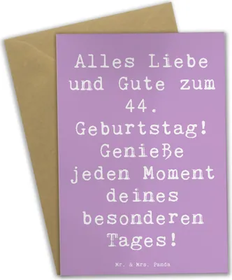 Produktbild von Mr. & Mrs. Panda Glückwunschkarte Spruch 44. Geburtstag - Lavendeltraum - Geschenk, Liebe, weihnachtskarten, Alles und Gute zum, osterkarte, dankeskarten, Liebevoll