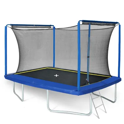 Produktbild von 244 x366m Rechteckiger Trampolin ,umlaufendes Sicherheitsnetz angebracht,mit UV-beständige Polsterung,Blau