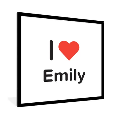 Produktbild von MuchoWow® Gerahmtes Poster Ich liebe - Emily - Mädchen 40x40 cm - Poster mit Schwarzem Bilderrahmen Wandposter Rahmen Foto Bilder - Mit Rahmen - Wanddekoration Schlafzimmer
