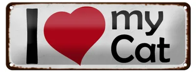 Produktbild von Blechschild Spruch 27x10cm i love my Cat Herz Katze Dekoration