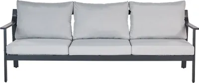 Produktbild von BELIANI Gartensofa 3-Sitzer Hellgrau und Dunkelgrau Aluminium mit Stoffbezug Niedriger Lehne Modern Terasse Balkon Außen Wohnzimmer Gartenzubehör