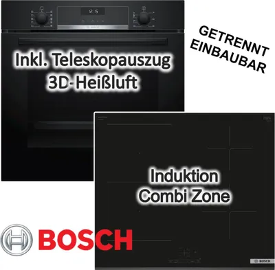 Produktbild von Herdset Bosch Backofen EcoClean + Induktionskochfeld PowerBoost autark 60 cm