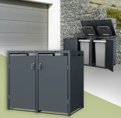 Obrázek produktu pro ML-Design box na odpadky 2er pro 2 koše, 240 l, 132x80x116,3 cm, antracit, ocel, odolný proti povětrnostním vlivům/zamykatelný