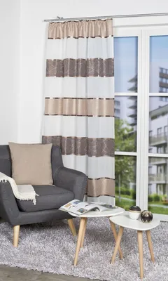Produktbild von Home Wohnideen Zugbandschal Querstreifen 145 x 140 cm Cappuccino
