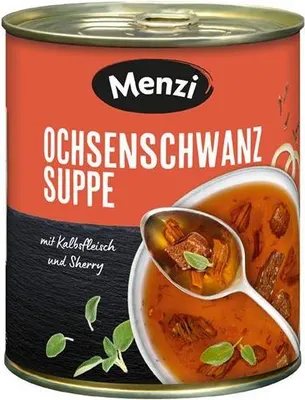 Produktbild von Menzi Ochsenschwanz Suppe 800 Ml Dose  Kräftig - Würzig Tafelfertig Glutenfrei Lactosefrei