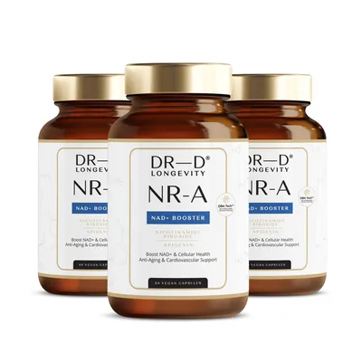 Produktbild von NR-A Nicotinamid-Ribosid NAD+ Booster – Anti-Aging, Energie & Zellregeneration 60 Kapseln, 3er Pack | DR-D
