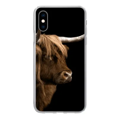 Produktbild von MuchoWow® Handyhülle Schutzhülle Hülle für iPhone X Schottischer Highlander - Kuh - Schwarz Silikon Softcase Handy Hülle - Handyhülle