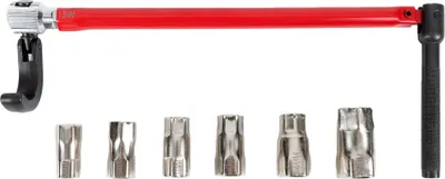 Produktbild von Dönges Standhahn-Mutternschlüssel 13 mm, mit Klaue, Einsätze 9/10/11/12/14/17 mm