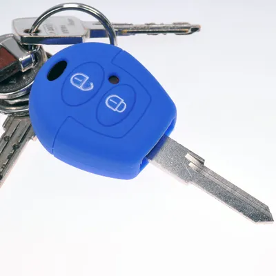 Produktbild von Auto Schlüssel Hülle Silikon Schutz Cover Blau kompatibel mit VW SEAT Skoda T4 Fox Sharan Polo Cordoba 2 Tasten Funk Fernbedienung