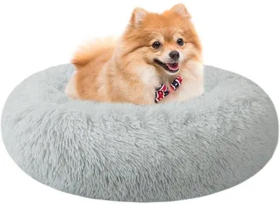 Image de Lit rond lavable pour chiens et chats, 60 cm, fond antidérapant