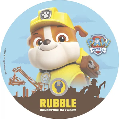 Produktbild von Essbare Tortenaufleger Paw Patrol Cake Topper Tortendeko Geburtstag, Kreisdurchmesser :20 cm, Motiv:Paw Partrol Nr. 7 Rubble