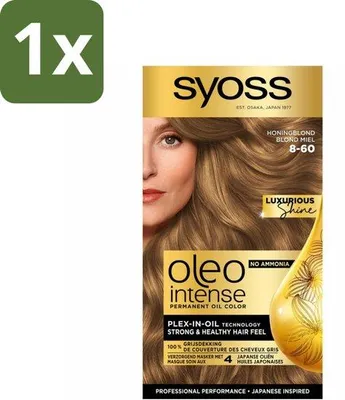 Obrázok produktu pre SYOSS - Oleo Intense 8-60 Honey Blonde - Farba na vlasy - Bez amoniaku - Šedé krytie - Dlhotrvajúca farba - 1 kus