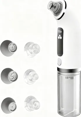 Produktbild von Porensauger Mitesser Entferner, 6 Aufsätze, 4 Saugstufen, sanftes Peeling, Tiefenreinigung, sichtbarer Wassertank & Blaulicht, USB wiederaufladbar