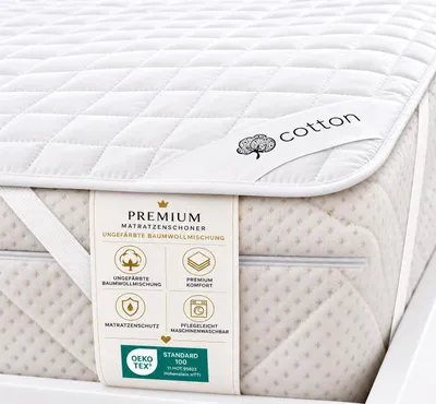 Zdjęcie produktu dla Ochraniacz na materac o wymiarach 120x200 cm z elastycznymi rogami, oddychający i nadający się do prania w pralce w temperaturze 60°C
