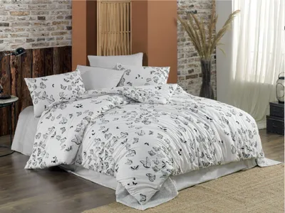Produktbild von Bettwäsche Baumwolle 140x220, 70x90cm Schmetterling weiß