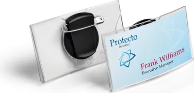 Zdjęcie produktu dla DURABLE Identyfikator KONVEX 40x75 mm z kombi-klipem, Przezroczysty, 812419, 25 szt.