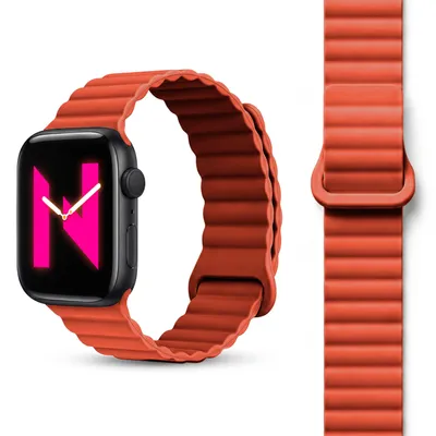Obrázek produktu pro Náramek Core pro Apple Watch SE/10/9/8/7/6/5/4/3/2/1, Prodyšný silikonový magnetický sportovní náramek, 38/40/41/42 mm - Fluorescenční oranžová