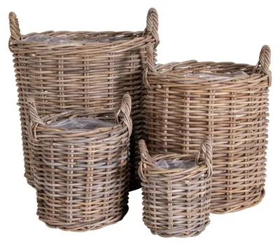 Zdjęcie produktu dla Zestaw 4 koszy Caor z naturalnego rattanu kubu - różne rozmiary