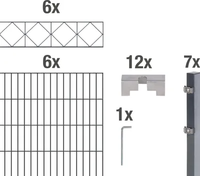 Produktbild von Alberts Doppelstabmattenzaun Bergen, Höhe 100 cm, Länge 12 m, 2 m Matte, anthrazit, zum Einbetonieren
