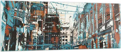 Produktbild von Bilder auf glas - Stadt Straße Haus - 140x50cm - Glasbilder - Wandbilder - Kunstdruck - zum Aufhängen bereit - Wanddekoration aus Glas - Glas Bilder - Wandbild auf Glas - Einteilig - GAB140x50-3806