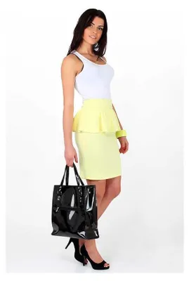 Produktbild von Damen Eleganter Rock Minirock mit Schößchen; Gelb/S/M