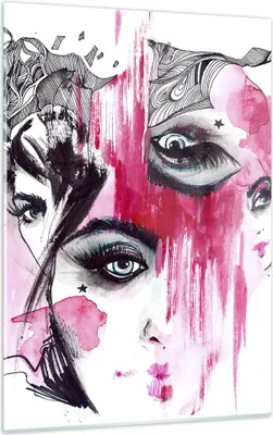 Produktbild von Bilder auf glas - Einteilig - Frauen Gesichter Augen illustration - 50x70cm - Glasbilder - Wandbilder - Bilder - Wanddekoration aus Glas - Glas Bilder - Wandbild auf Glas - GPA50x70-3095