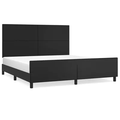 Image de vidaXL Sommier avec tête de lit noir 160x200 cm similicuir