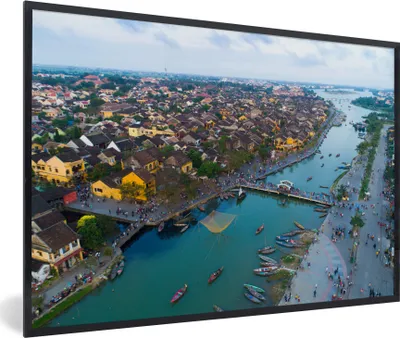 Produktbild von MuchoWow® MuchoWow® Gerahmtes Poster Luftaufnahme der Altstadt von Hoi An in Vietnam 60x40 cm - Poster mit zchwarzem Bilderrahmen - Printing - Wanddeko Schlafzimmer