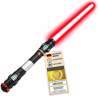 Productafbeelding van LED lichtzwaard in rood met geluid en vibratie - Episch laserswaard voor cosplay, carnaval en kinderen - Actievol speelgoed voor fans