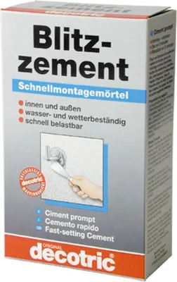 Produktbild von Decotric Blitzzement Spezialzement fest nach 3 Minuten 1000g
