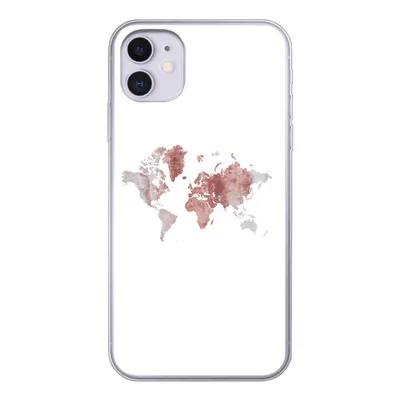 Produktbild von MuchoWow® Handyhülle Schutzhülle Hülle für iPhone 11 Weltkarte - Rosa - Farbe Silikon Softcase Handy Hülle - Handytasche