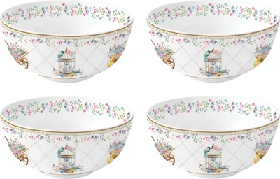 Produktbild von 4er Set Müslischalen SPRING BLOOM Hasen und Blumen D. 15cm Porzellan Easy Life