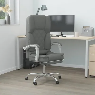 Produktbild von Bürostuhl mit Massagefunktion Bürodrehstuhl Schreibtischstuhl Höhenverstellbarer Computerstuhl Drehstuhl Bürosessel Ergonomisch Chefsessel Arbeitsstuhl Rennstuhl Gaming Stuhl Dunkelgrau Stoff