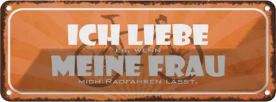 Produktbild von vianmo Blechschild 10x27 cm meine Frau mich radfahren lässt Männer Frauen Spruch Zitat