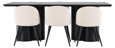Produktbild von Olivia Essgruppe Tisch 100x210cm und 6 Velours Stühle schwarz.