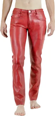 Produktbild von Bockle® 2021 STRETCH rote Lederhose Lederjeans Echtleder Herren, W38/L36