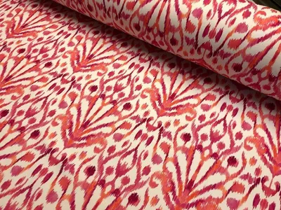 Immagine prodotto di Tessuto di cotone rosa a motivi floreali, ideale per la decorazione d'interni