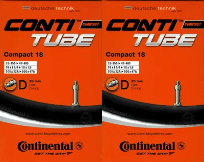 Produktbild von 2x Continental Compact 18 Schlauch 18 Zoll DV (32/47-355/400) DV 26mm