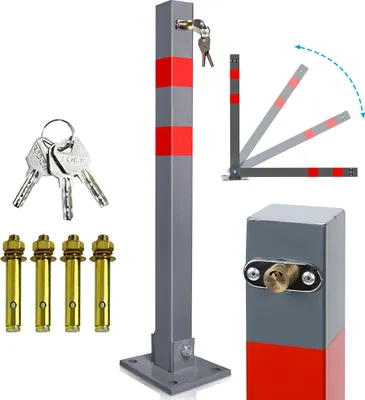 Produktbild von Jayseuw Absperrpfosten Parkplatzsperre Klappbar 66cm abschließbar rostfreier