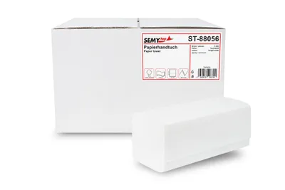 Produktbild von SemyTop Papierhandtuch ZZ-Falz 153.600 Blatt Weiß | 2-lagig | Zellstoff | 24 x 21 cm | Handtuchpapier| Falthandtücher | (ST-88056) | Vollpalette