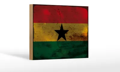 Produktbild von Holzschild Flagge Ghana 18x12 cm Flag of Ghana Rost Dekoration