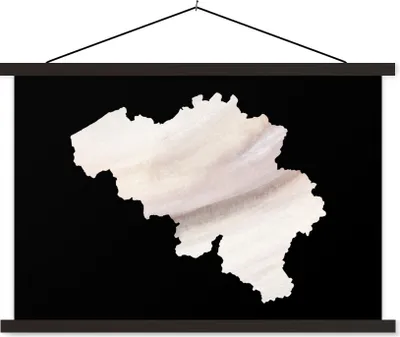 Produktbild von MuchoWow® Textilposter Karte - Belgien - Weiß 120x80 cm mit schwarzem Rahmen - Wanddeko