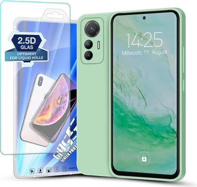 Produktbild von Hülle für Xiaomi 12 Lite mit 9H Displayglas Displayschutz Plus Case Cover Bumper Silikon Softgrip Schutzhülle Farbe: Türkis