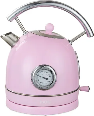 Produktbild von MOA Wasserkocher Retro - 1,8 Liter - Elektrischer Wasserkocher - Anti-Kalk-Filter - BPA-frei - Edelstahl - 2200W - Pastellrosa