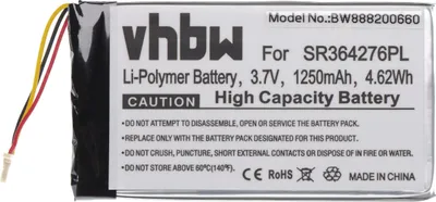 Produktbild von vhbw Akku Ersatz für Becker SR364276 für GPS Navigation Navi (1250 mAh, 3,7 V, Li-Polymer)