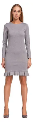 Produktbild von Damen Elegantes Mini-Kleid Tunika mit Rüschen; Grau Meliert/L/40