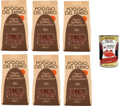 Produktbild von Poggio del Farro- Farro Soffiato al Cioccolato Gepuffter Dinkel mit Schokolade 6x 200gr + Italian Gourmet polpa 400g